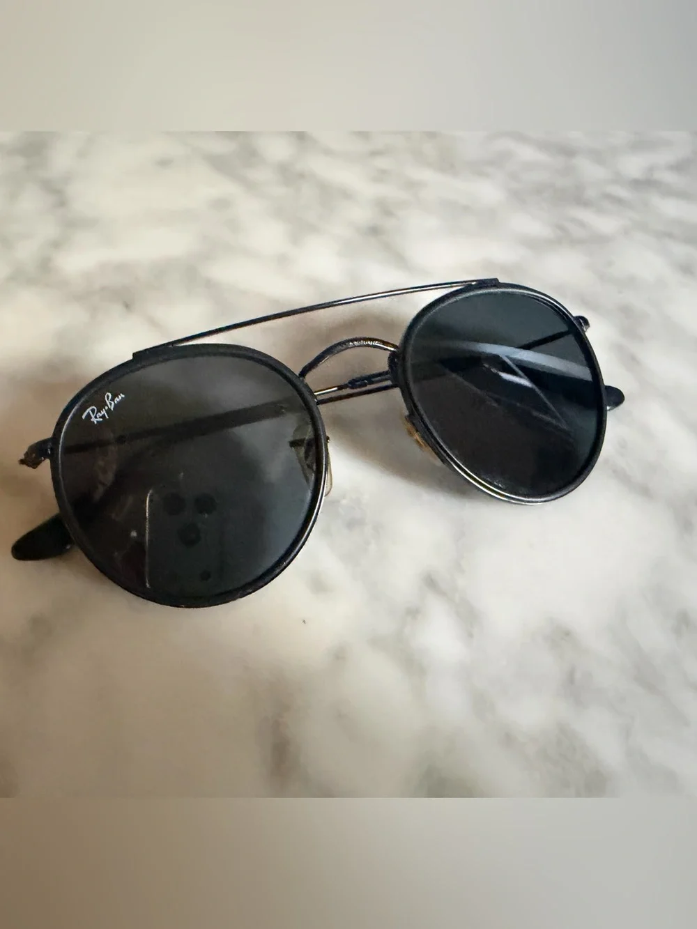 Ray-Ban Classic Round Double Bridge Sunglasses in Black